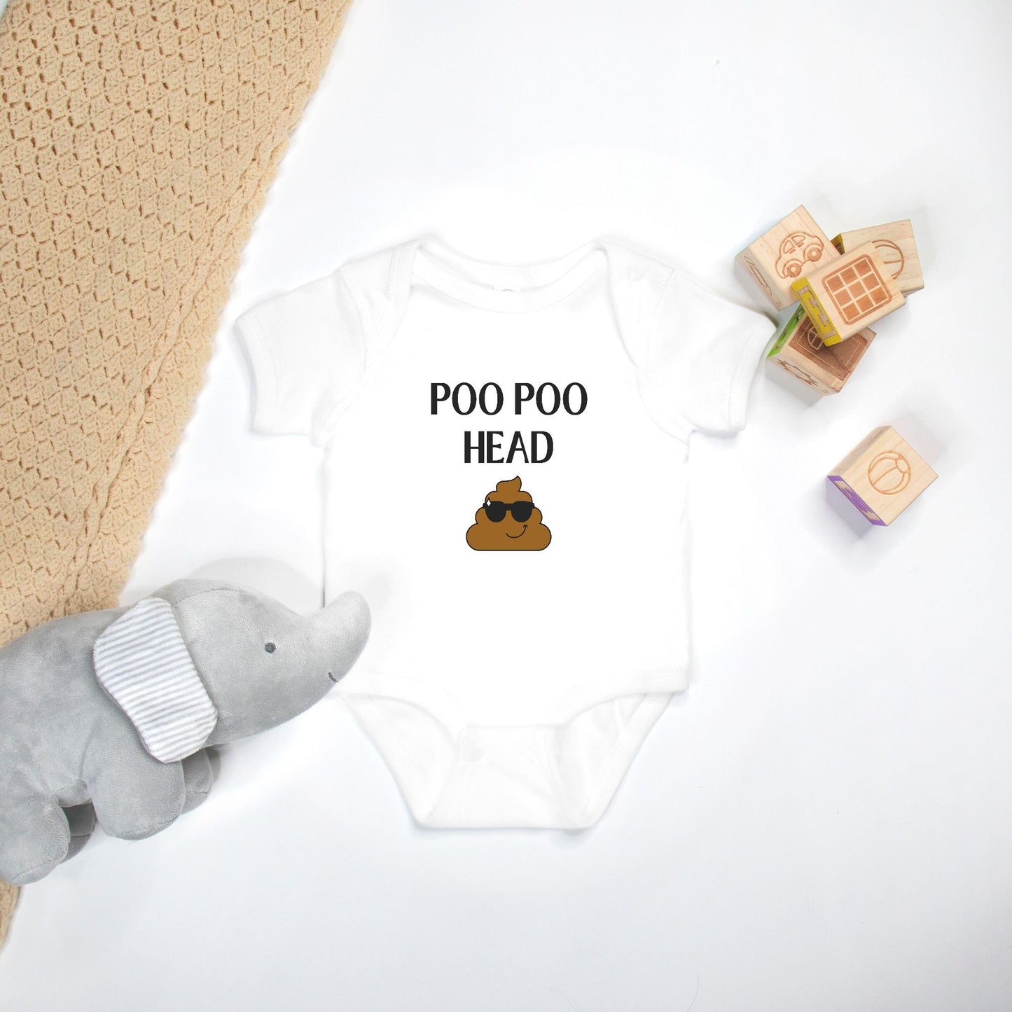 Poo Poo Head Baby Onesie