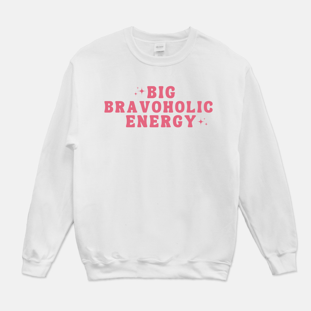 Big Bravoholic Energy Sweatshirt (Pink & White)
