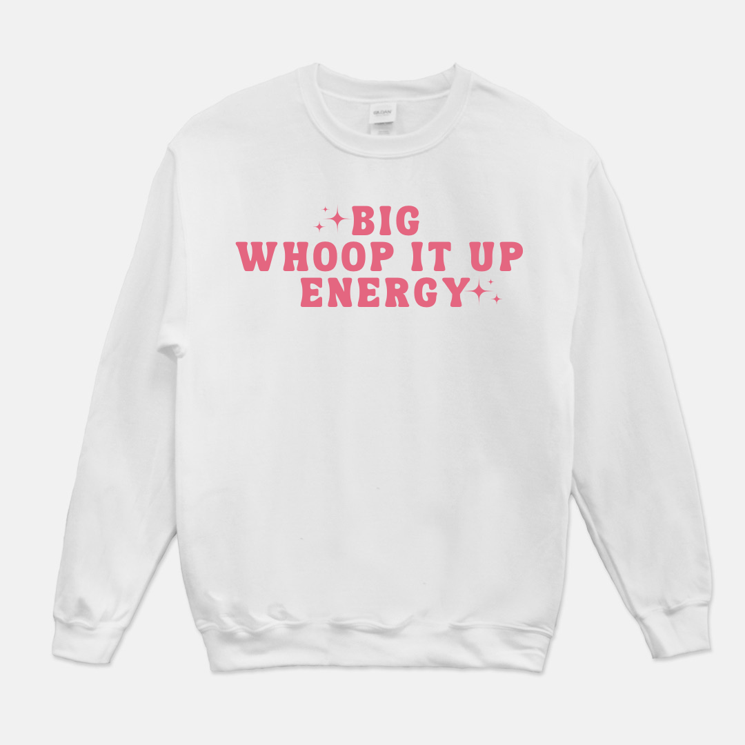 Big Whoop It Up Energy Sweatshirt (Pink & White)