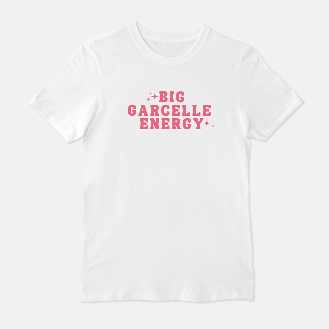 Big Garcelle Energy Unisex Shirt (Pink & White)