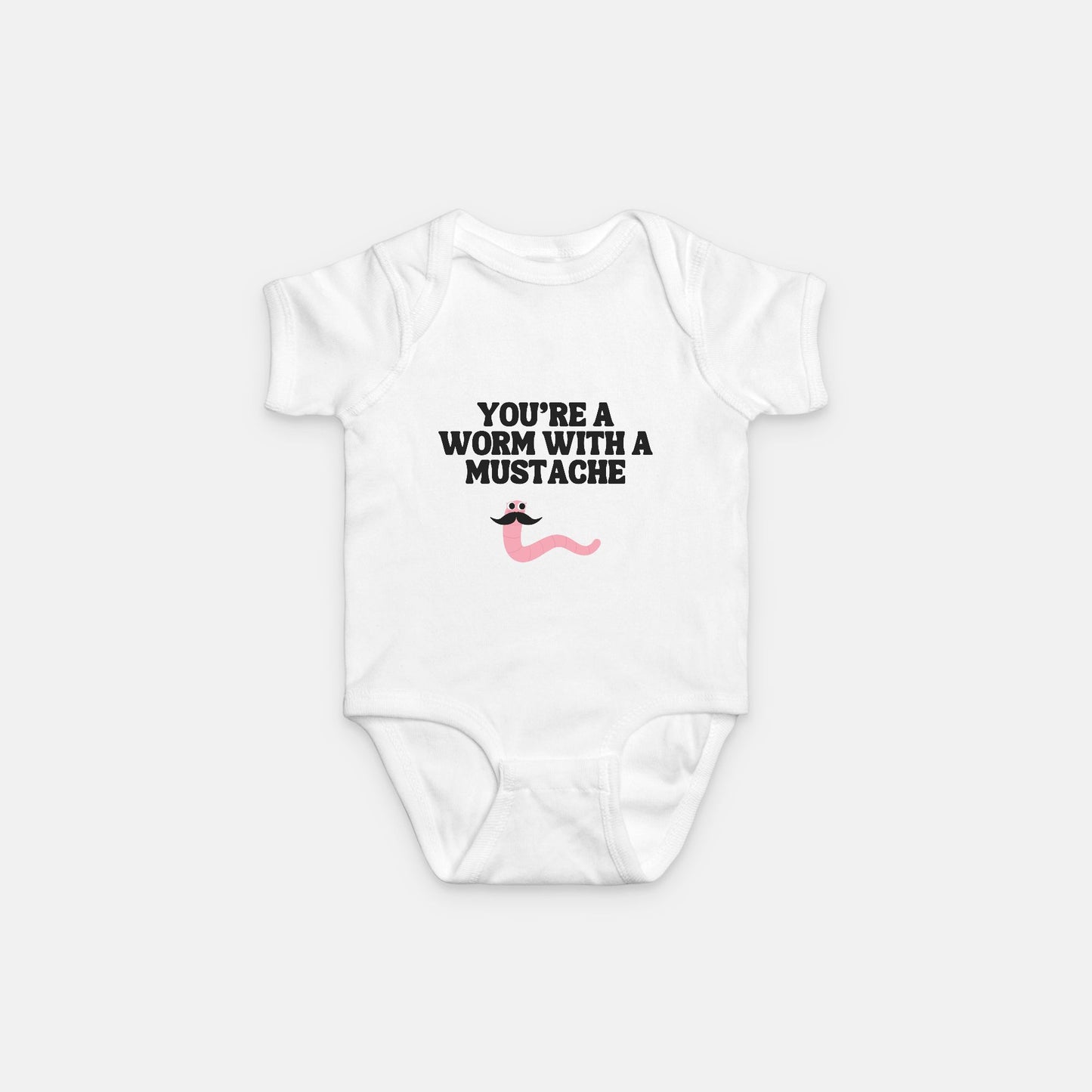 Worm With A Mustache Baby Onesie