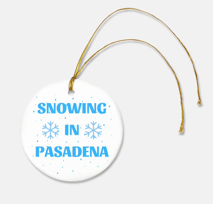 Snowing in Pasadena Ceramic Ornament