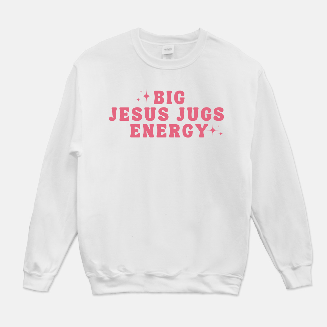 Big Jesus Jugs Energy Sweatshirt (Pink & White)