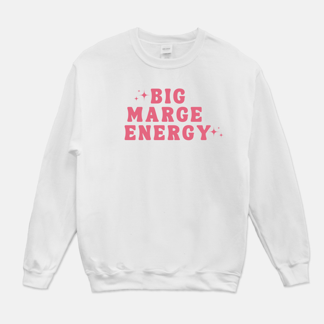 Big Marge Energy Sweatshirt (Pink & White)